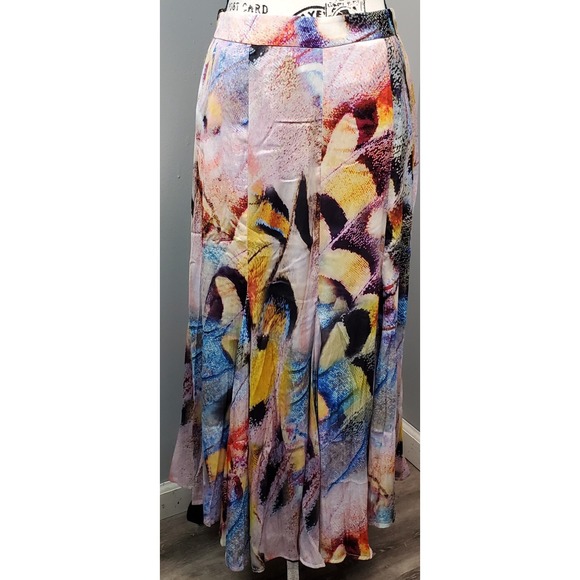 Anthropologie Dresses & Skirts - Anthropologie Maxi Skirt Women's 6 Multi Watercolor Art Lined Swing Hem Side Zip